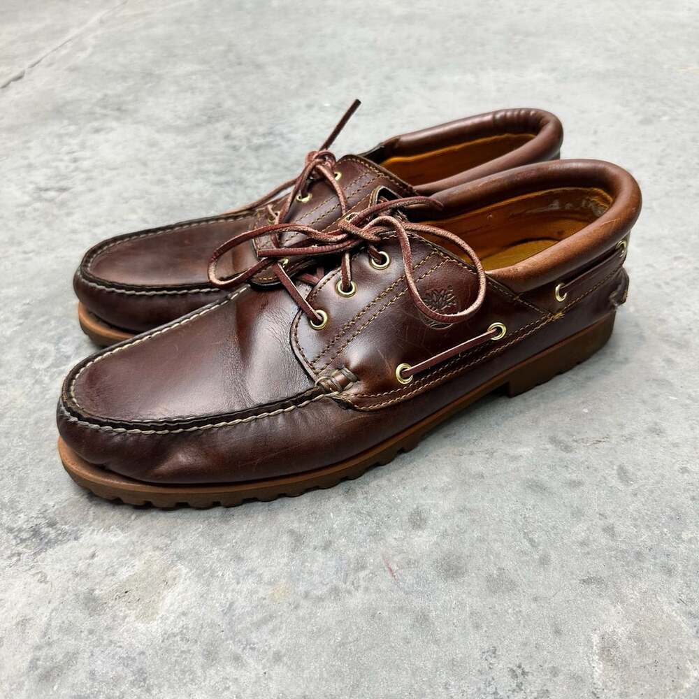 Timberland 3-Eye Classic Lug Brown Leather Boat Shoes - Size 13 M